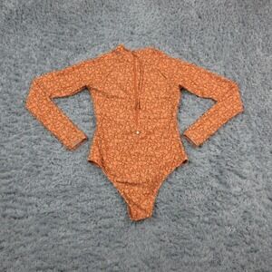 Rhythm. Swimsuit Womens Small Brown Nazare Paisley Long Sleeve 1 Piece Surf NWT